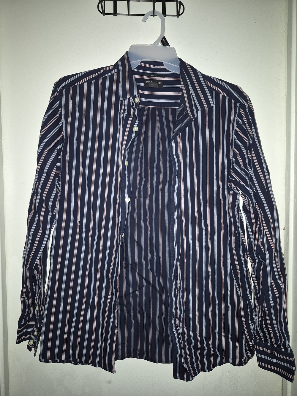Claiborne Navy Striped Slim Fit Button-Up